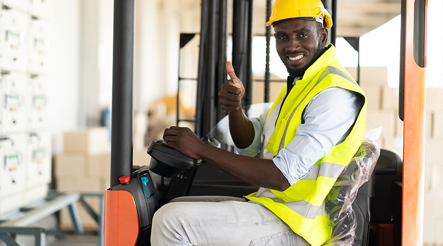 Man Driving Forklift